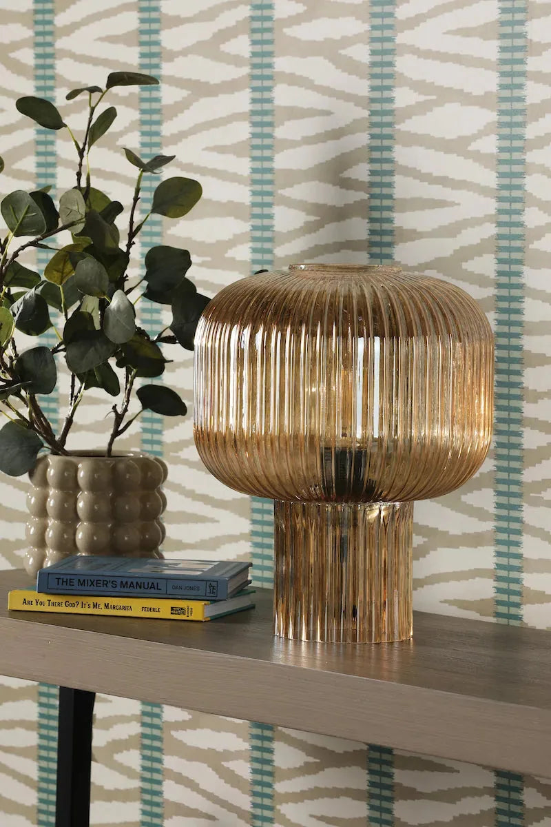 AmberGlow | Elegant Textured Glass Contemporary Table Lamp 7