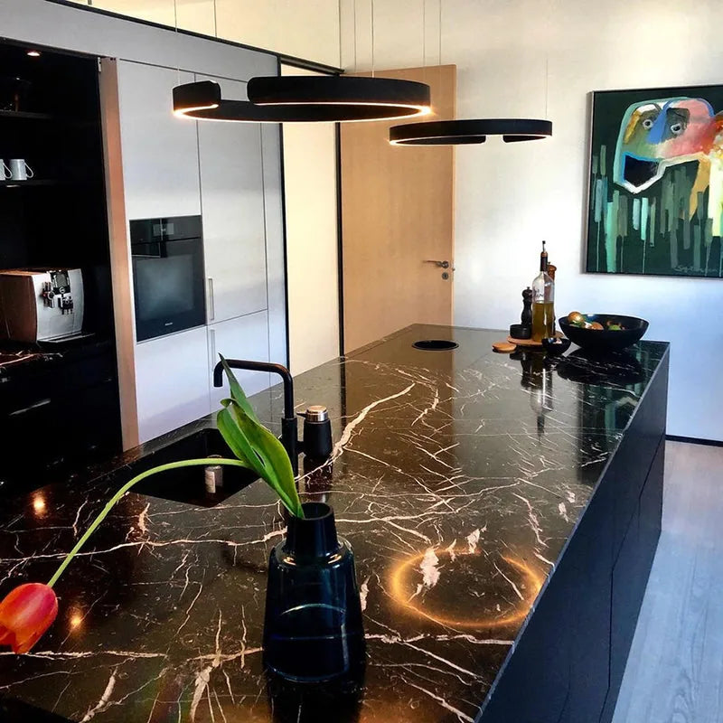 Aurum Collection | Brass Pendant Light with Integrated LED | Sleek Modern Design for Elegant Kitchen Lighting 7