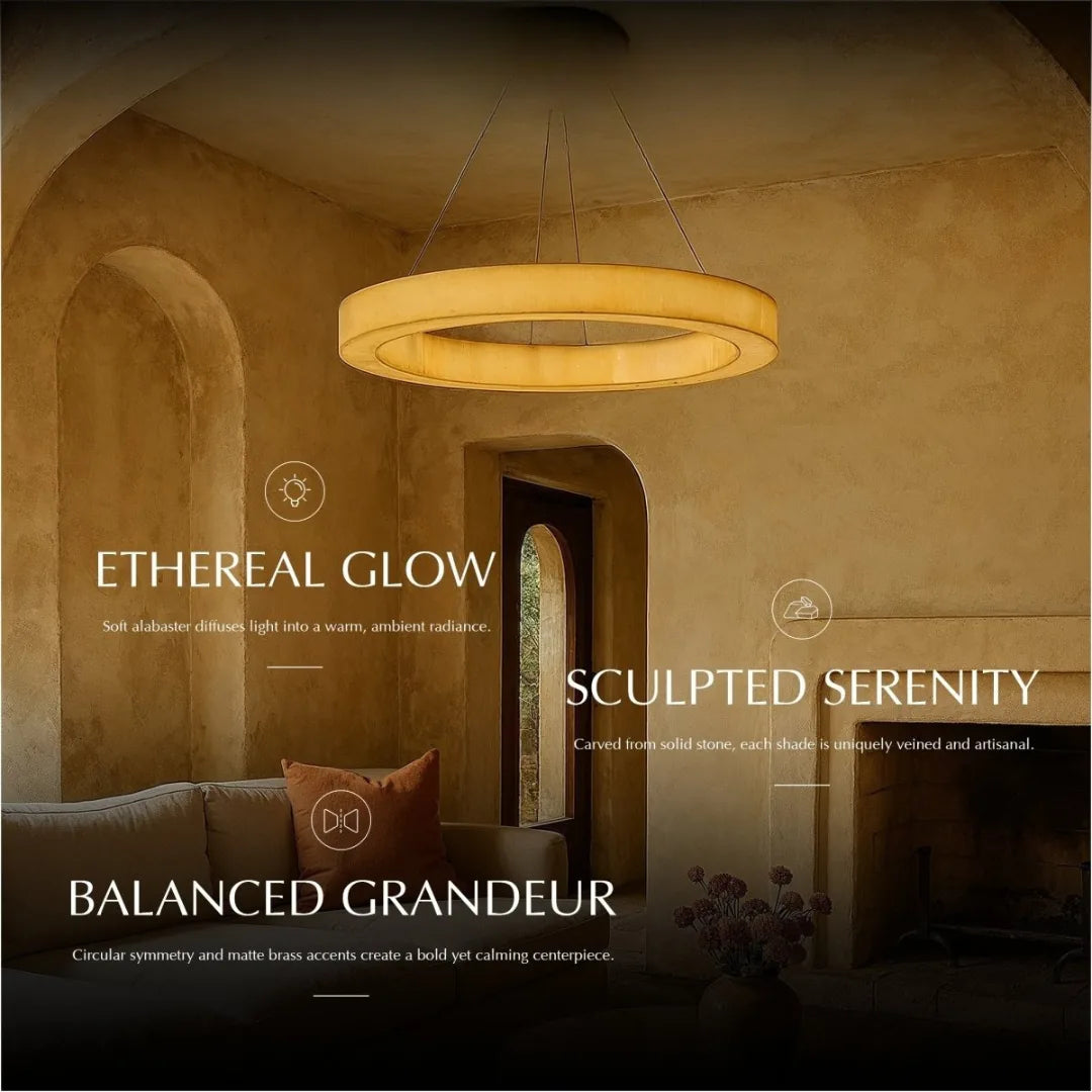 Freyza - CalciteGlow | Elegant Organic Alabaster Pendant Chandelier