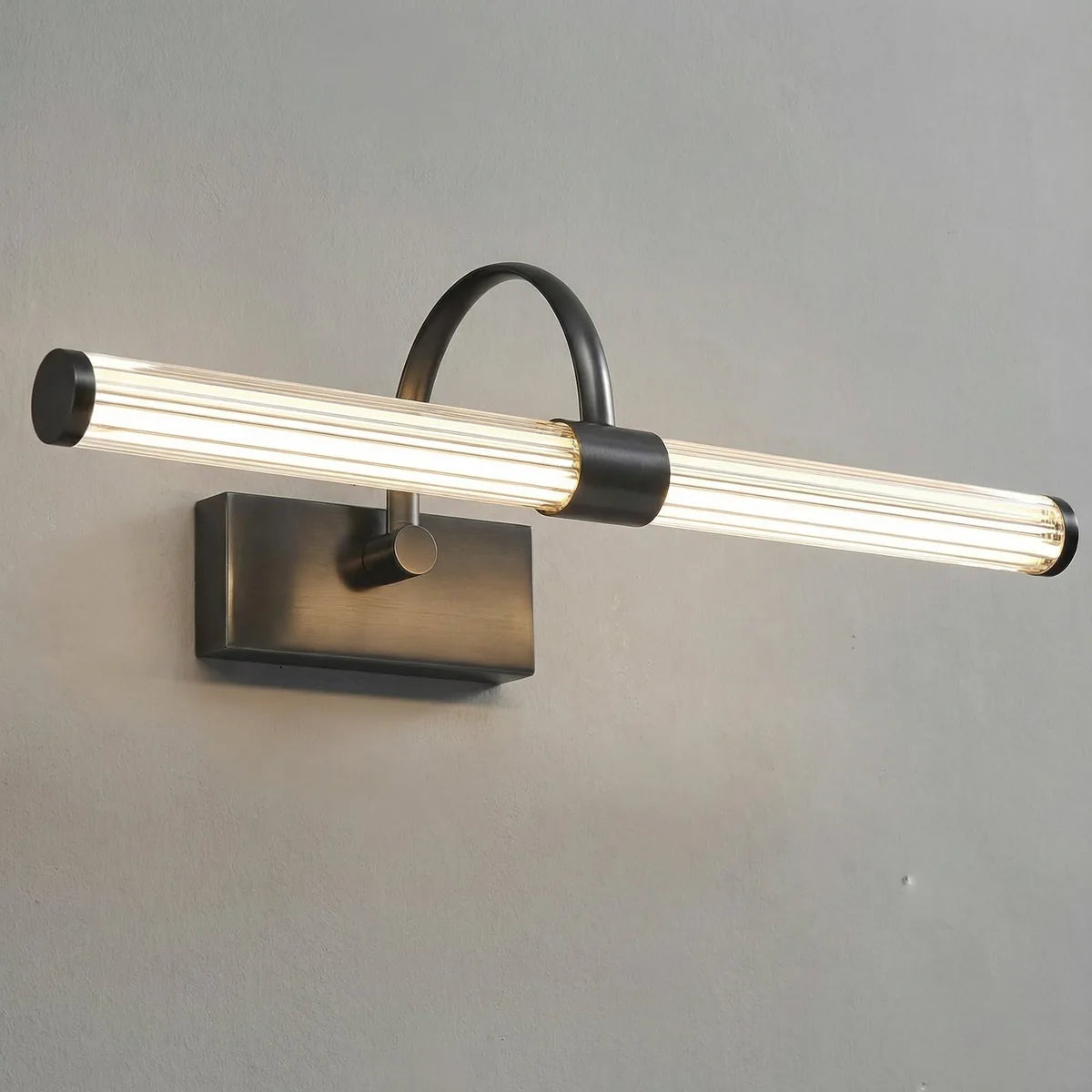 Freyza - Bathroom Vanity Light Ribbed Glass Linear Copper LED 45-73cm