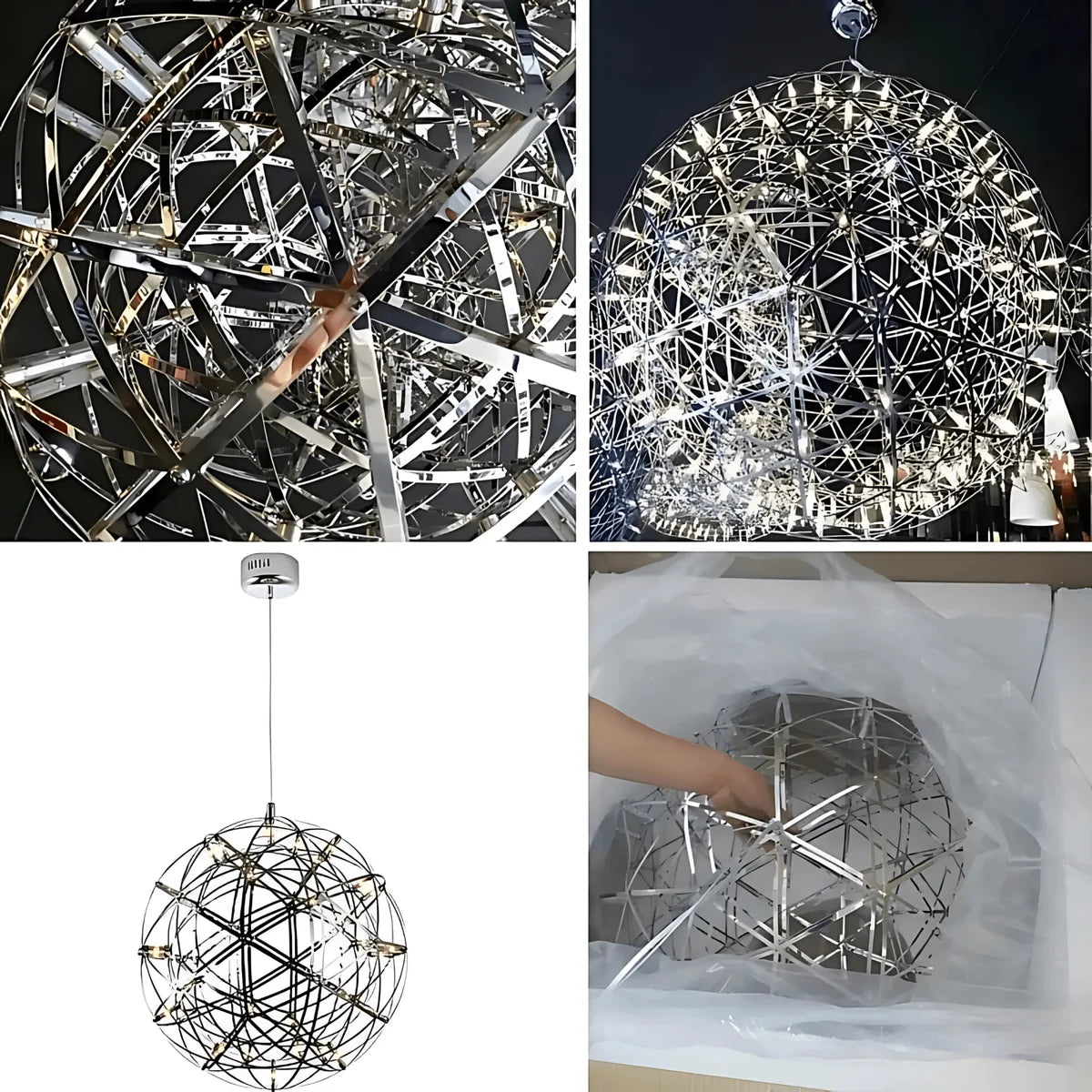 Freyza - CelestialGlow | Elegant Chrome Gold Starburst Pendant Light