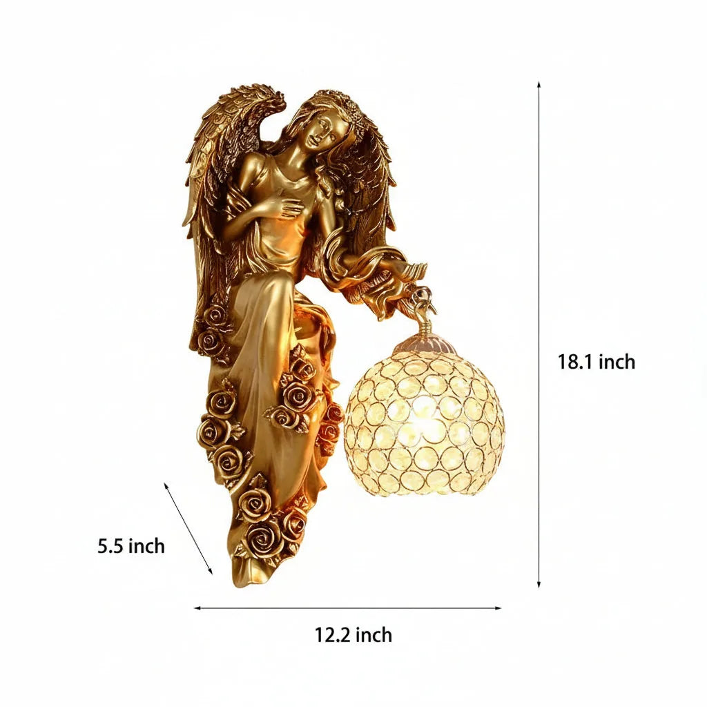 Freyza - Angel Wall Sconce – European Retro Resin Art Light (Antique Finish & E27)