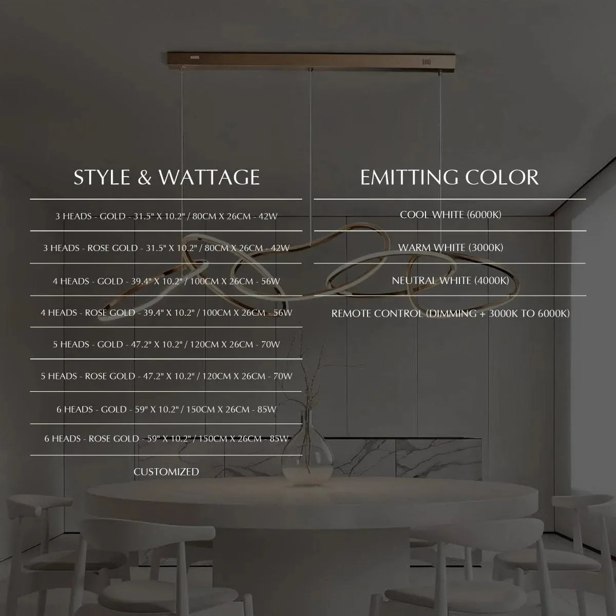 Freyza - Astratta | Elegant Modern Abstract LED Chandelier with Adjustable Height
