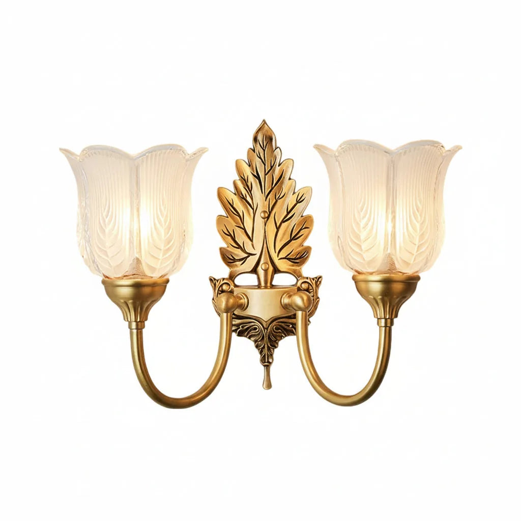Freyza - Brass Wall Sconce – American Vintage Bud Glass (E14 LED & 29-30cm)