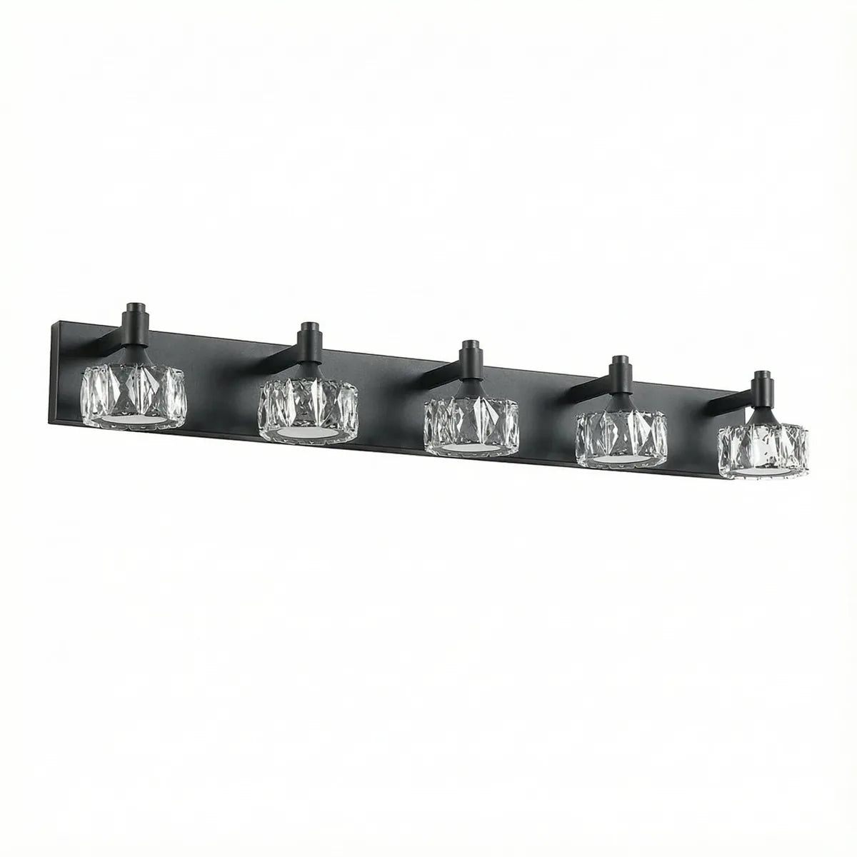 Freyza - Bathroom Vanity Sconce LED 4-6 Light Matte Black Crystal Glass Wall Light