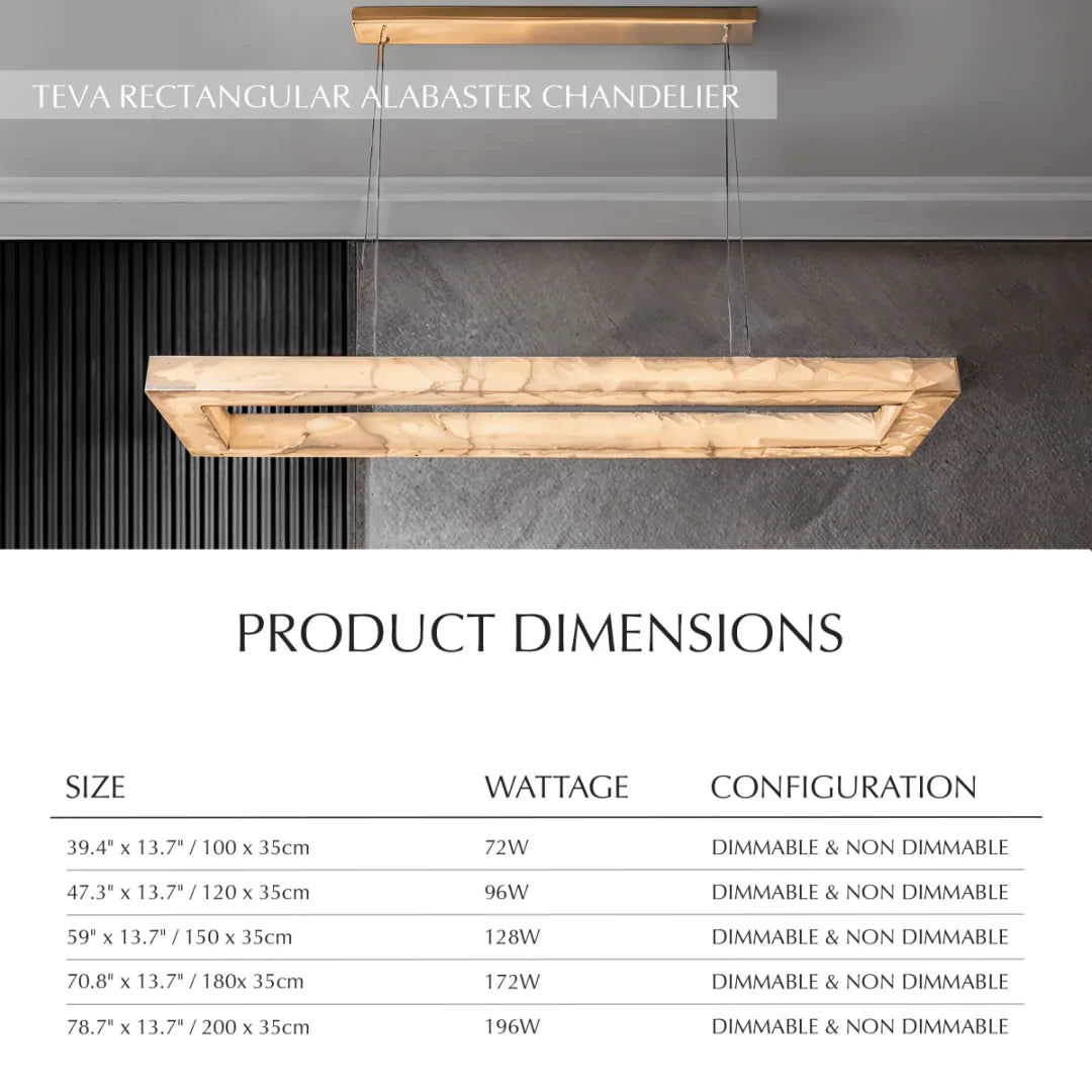 Freyza - CalciteGlow | Elegant Modern Rectangular Chandelier Light