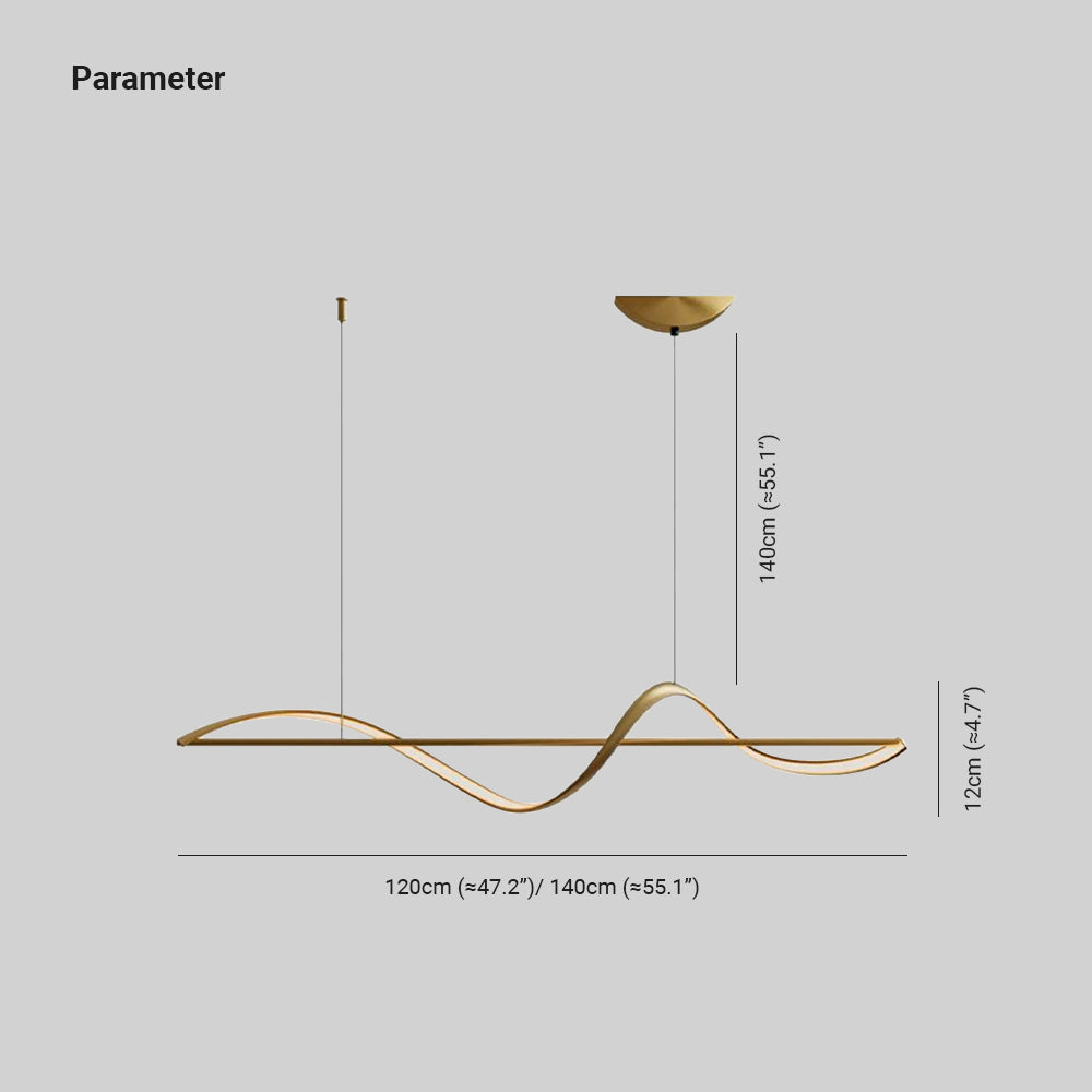Freyza | Suspension Zelin Wave en laiton noir – Luminaire minimaliste pour cuisine et salle à manger