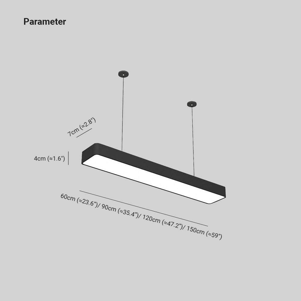 Freyza | Noar minimalistische rechteckige schwarze Pendelleuchte – minimalistische Küche, Esszimmer