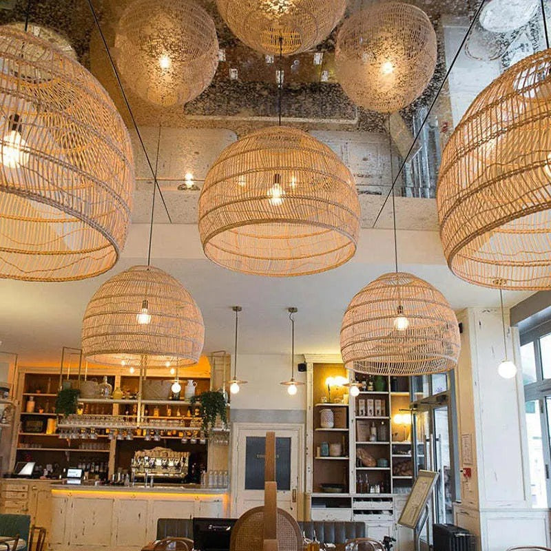 Freyza | Lian Rattan-Bambus-Rattan-Pendelleuchte – Küche, Esszimmer