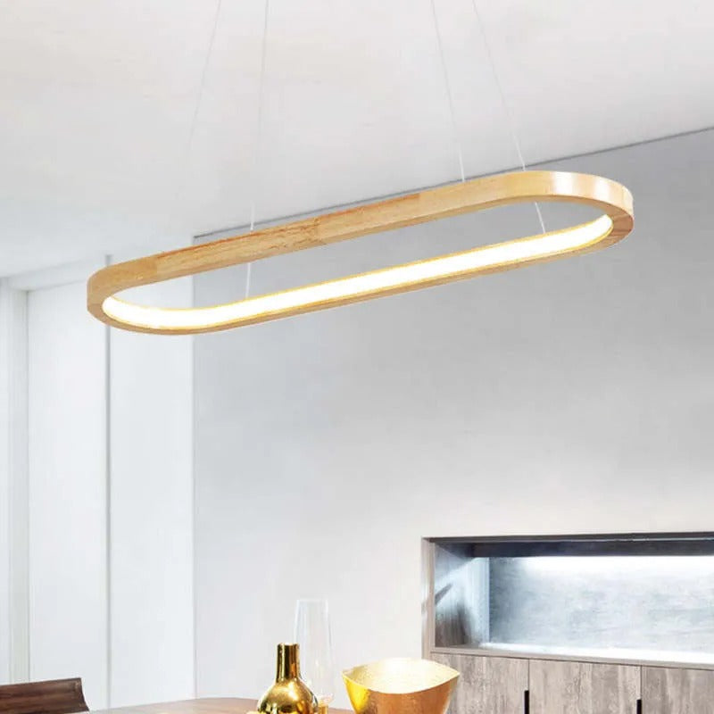 Freyza | Veon Contemporary Oval Wood Pendant Light – Contemporary Kitchen Dining Room