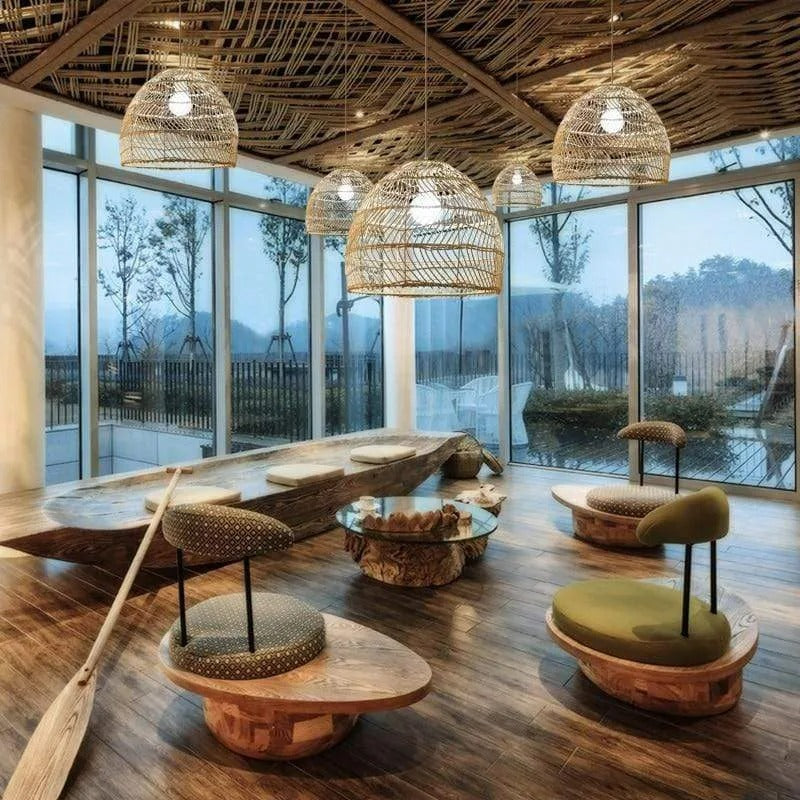 Freyza | Lian Rattan-Bambus-Rattan-Pendelleuchte – Küche, Esszimmer