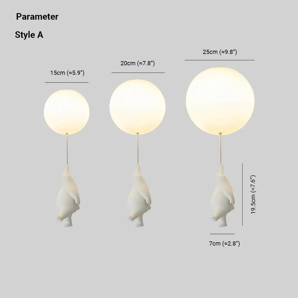 Freyza | Plafonnier à montage affleurant en forme d’ours avec ballon – chambre, couloir, cuisine