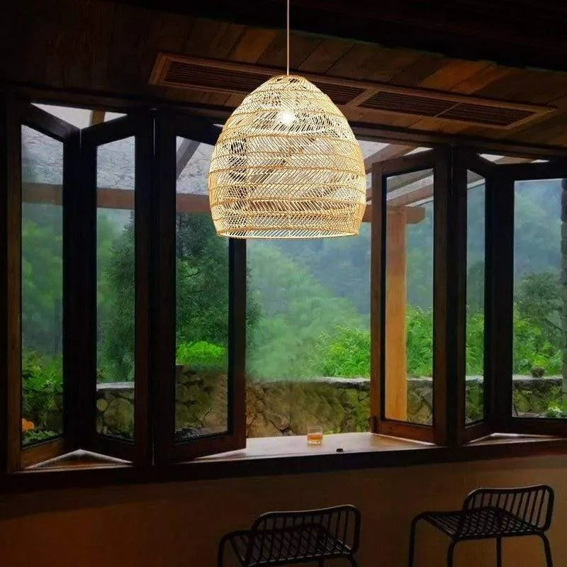 Freyza | Lian Rattan-Bambus-Rattan-Pendelleuchte – Küche, Esszimmer