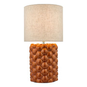Freyza – Orange Ceramic Table Lamp | 48 cm Reactive Glaze Base with Natural Linen Shade and E27 Bulb Fitting