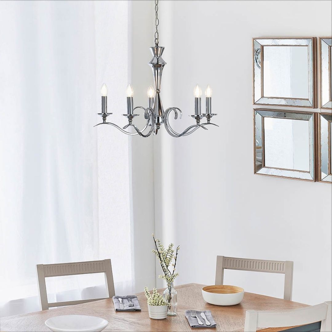 KoraLuxe | Elegant Polished Chrome 5-Light Chandelier Fixture 1