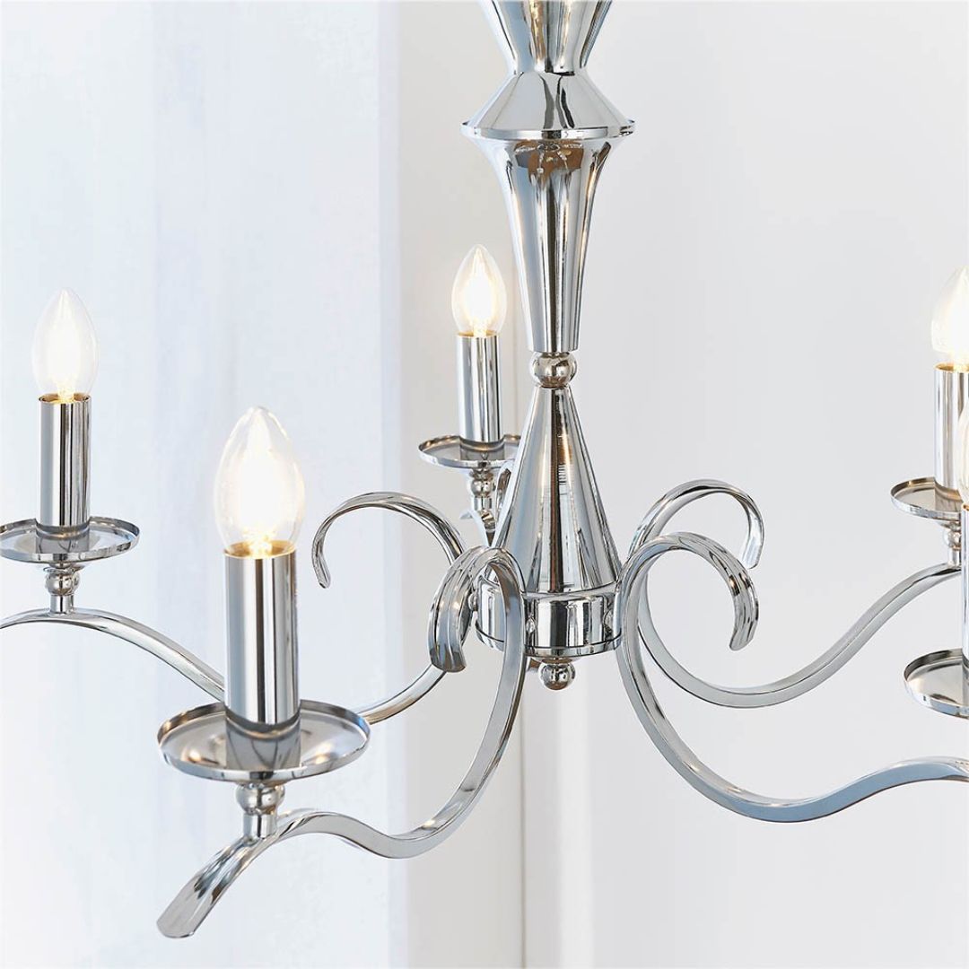 KoraLuxe | Elegant Polished Chrome 5-Light Chandelier Fixture 2