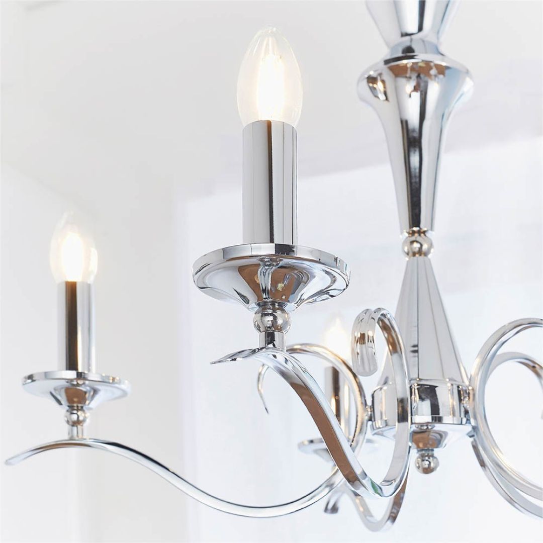 KoraLuxe | Elegant Polished Chrome 5-Light Chandelier Fixture 4
