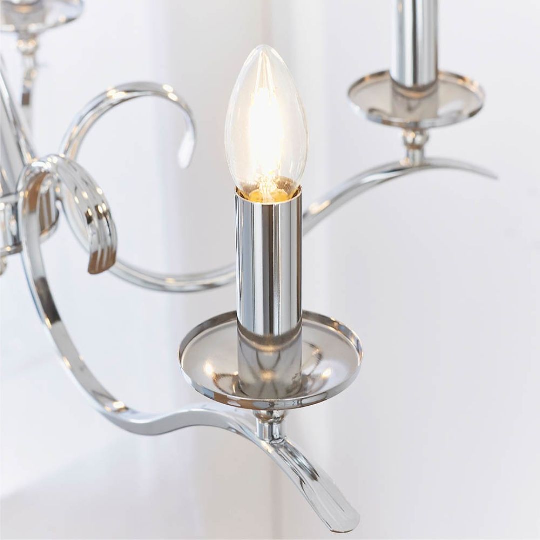 KoraLuxe | Elegant Polished Chrome 5-Light Chandelier Fixture 5