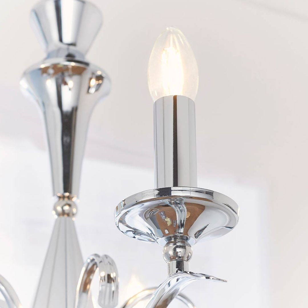 KoraLuxe | Elegant Polished Chrome 5-Light Chandelier Fixture 6