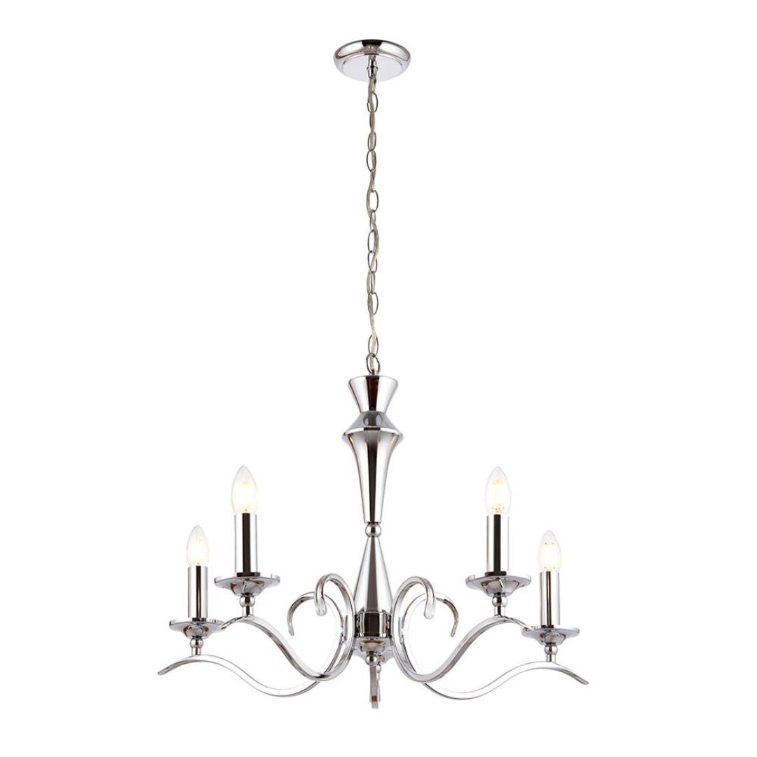 KoraLuxe | Elegant Polished Chrome 5-Light Chandelier Fixture 8