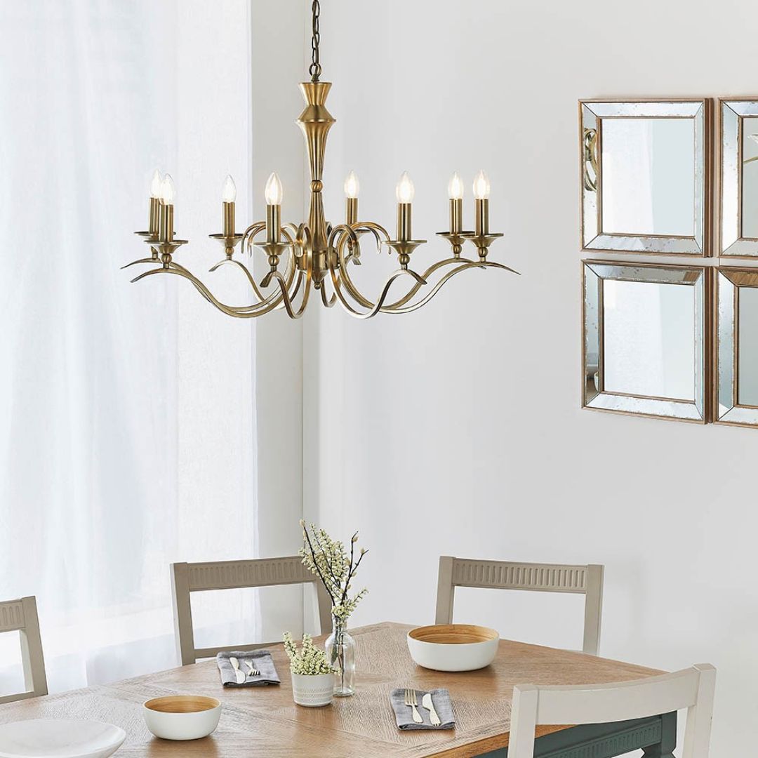 KoraLuxe | Elegant Antique Brass 8-Light Chandelier Ceiling Fixture 1