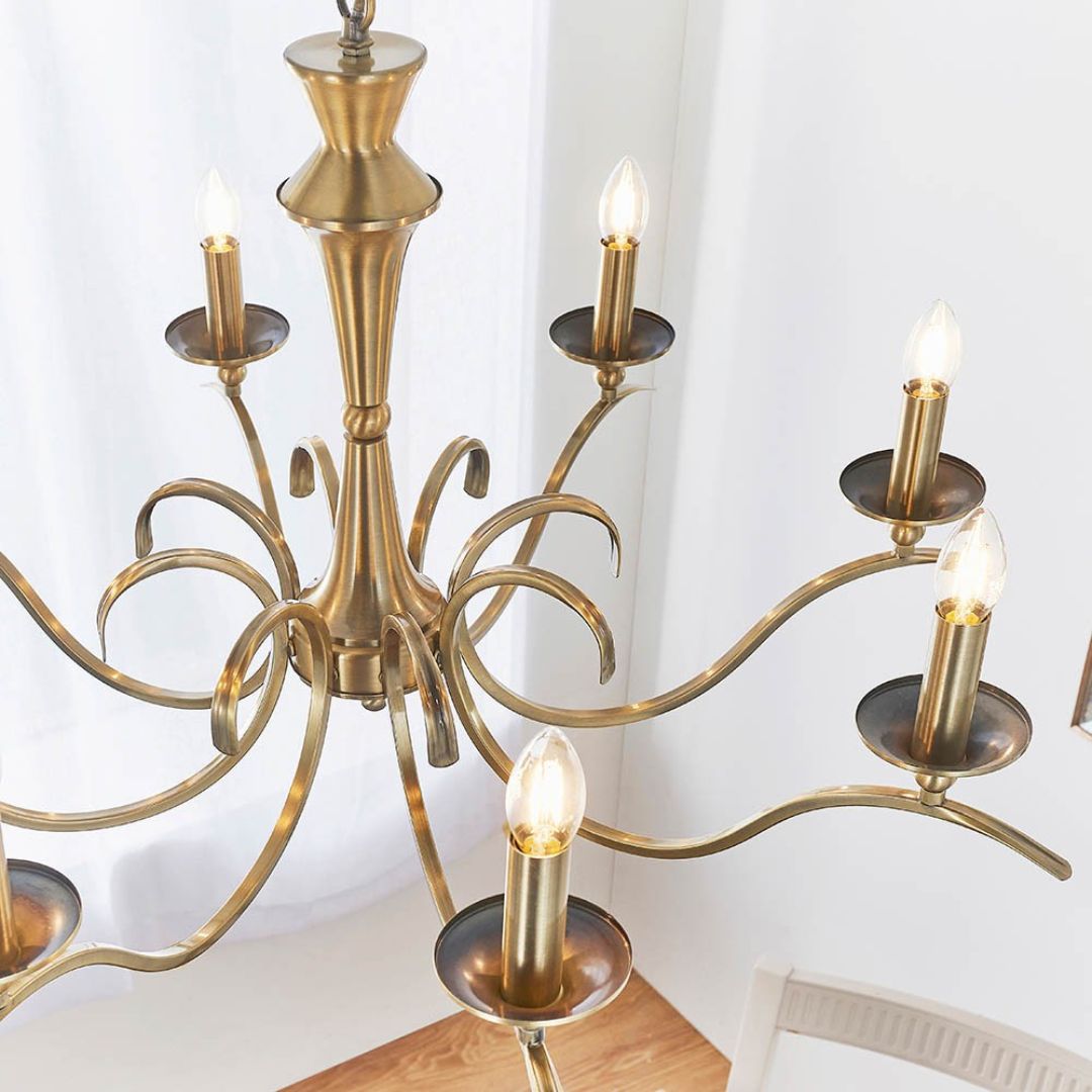 KoraLuxe | Elegant Antique Brass 8-Light Chandelier Ceiling Fixture 2