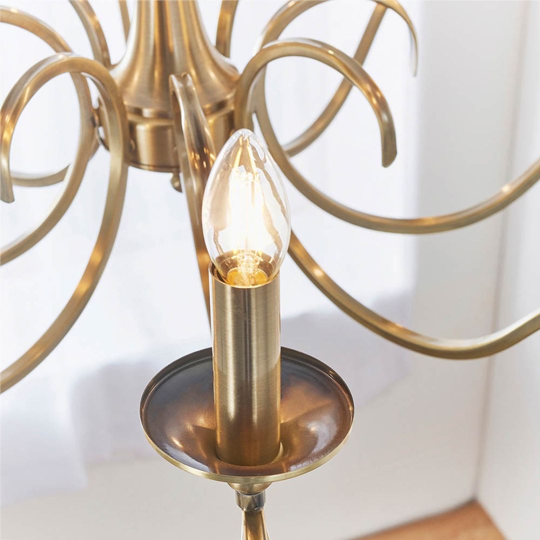 KoraLuxe | Elegant Antique Brass 8-Light Chandelier Ceiling Fixture 4