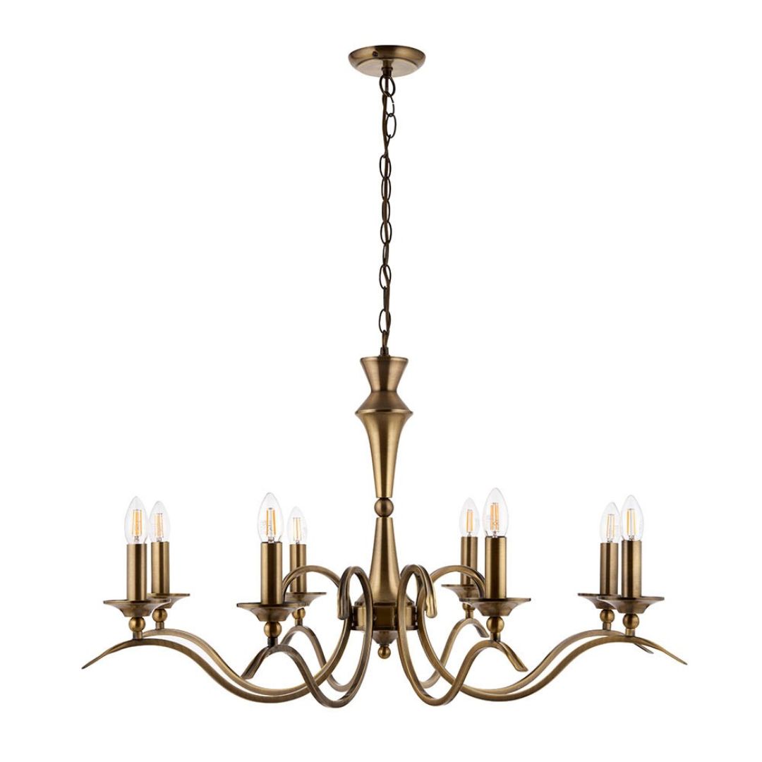 KoraLuxe | Elegant Antique Brass 8-Light Chandelier Ceiling Fixture 6