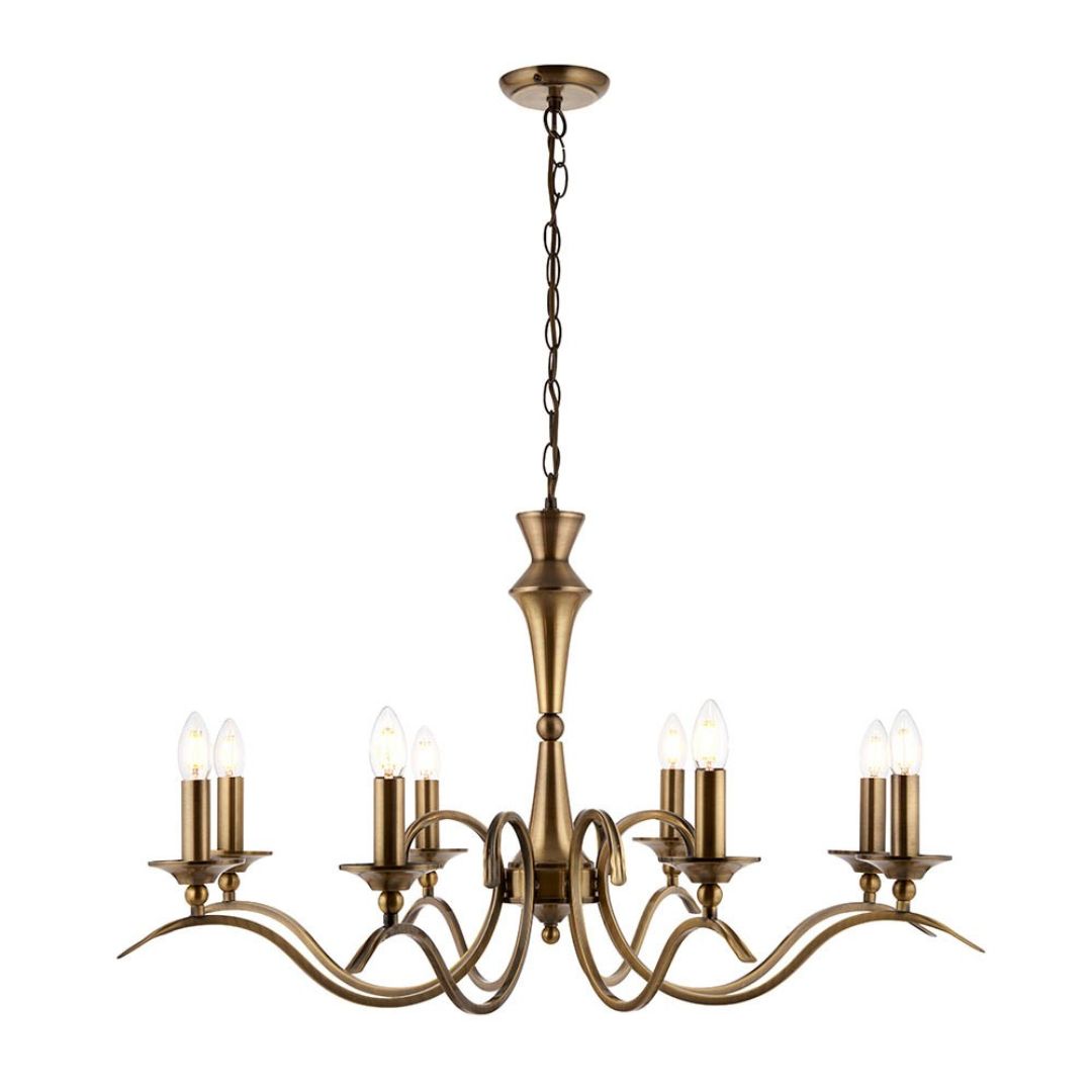 KoraLuxe | Elegant Antique Brass 8-Light Chandelier Ceiling Fixture 7