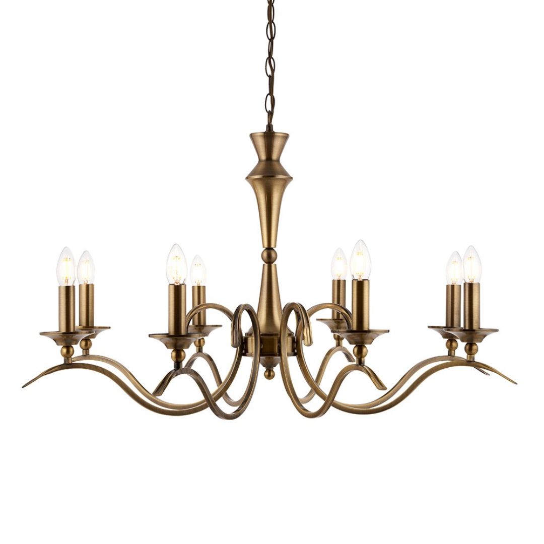 KoraLuxe | Elegant Antique Brass 8-Light Chandelier Ceiling Fixture 8
