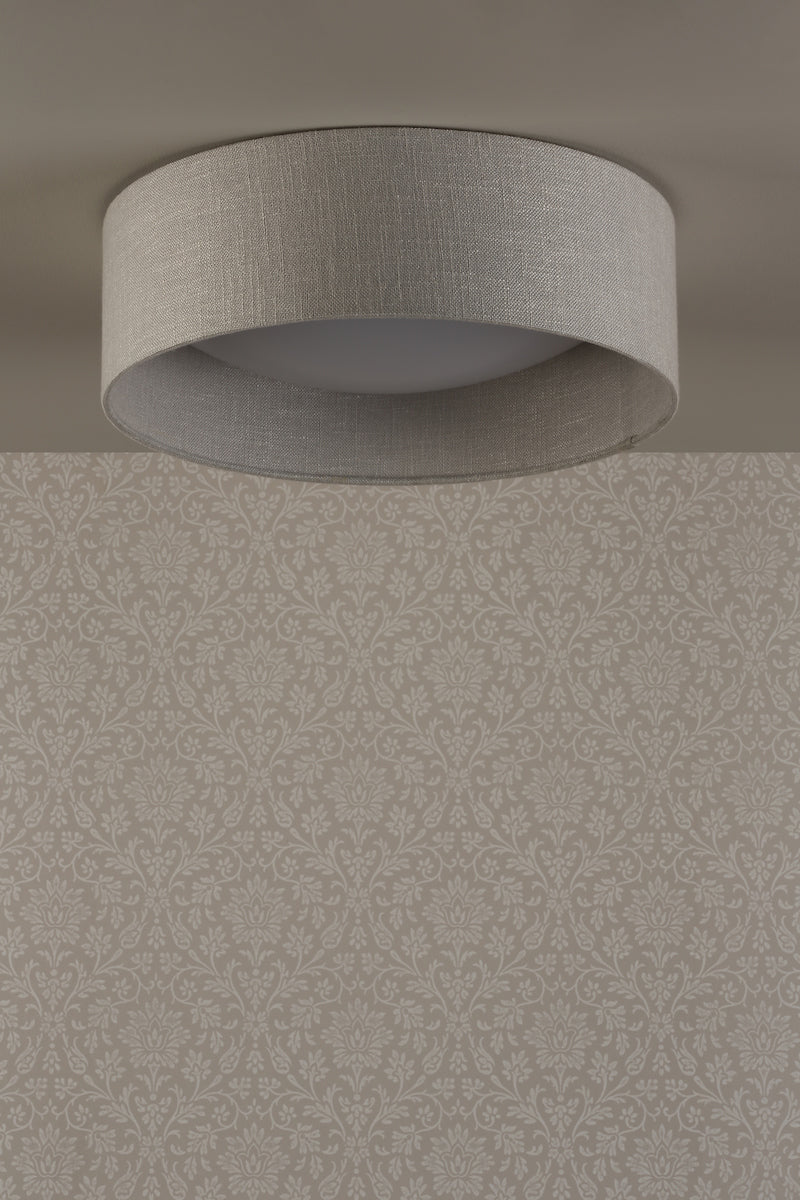Freyza - Laura Ashley Bacall 2 Light Flush Drum Shade Silver Linen