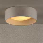 Freyza - Laura Ashley Bacall 2 Light Flush Drum Shade Silver Linen