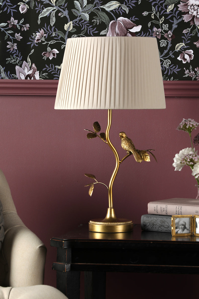 Egelton | Elegant Aged Brass Table Lamp with Taupe Shade 4