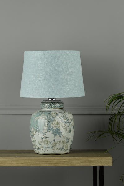 Ceramic Elegance | Charming Botanical Bird Print Table Lamp Base 5