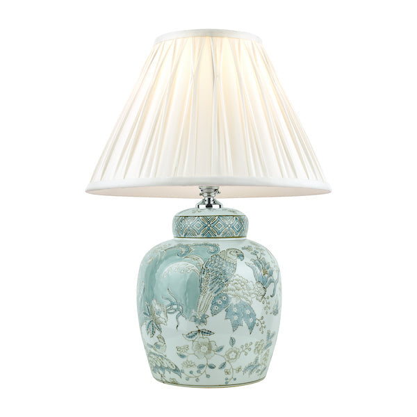 Ceramic Elegance | Charming Botanical Bird Print Table Lamp Base 8