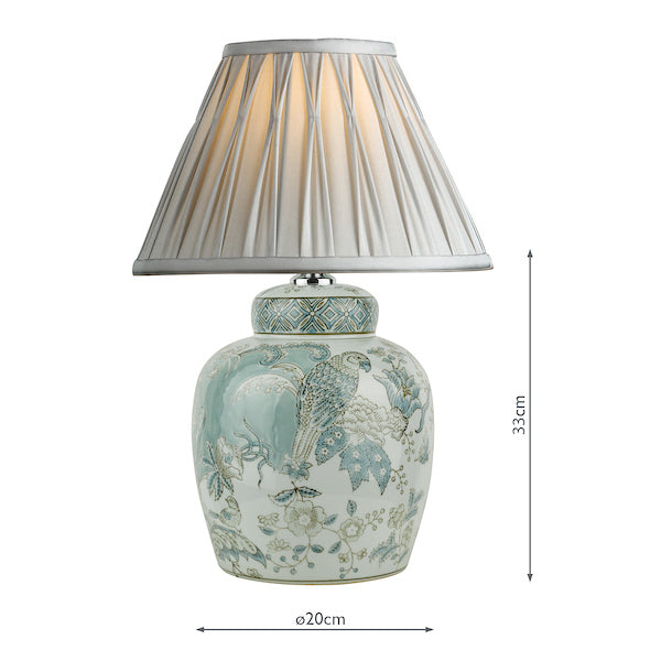 Ceramic Elegance | Charming Botanical Bird Print Table Lamp Base 12