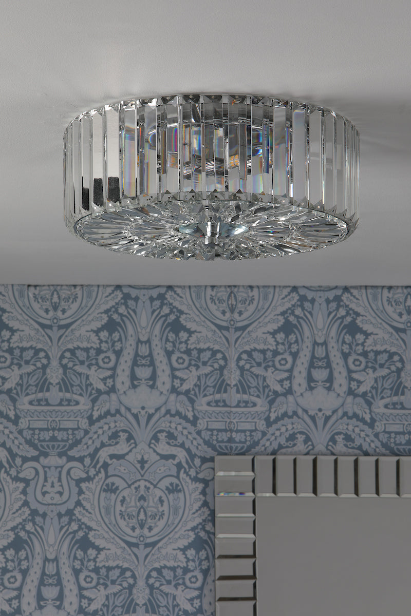 Freyza - Plafonnier à 3 lumières en cristal et chrome poli Laura Ashley Fernhurst
