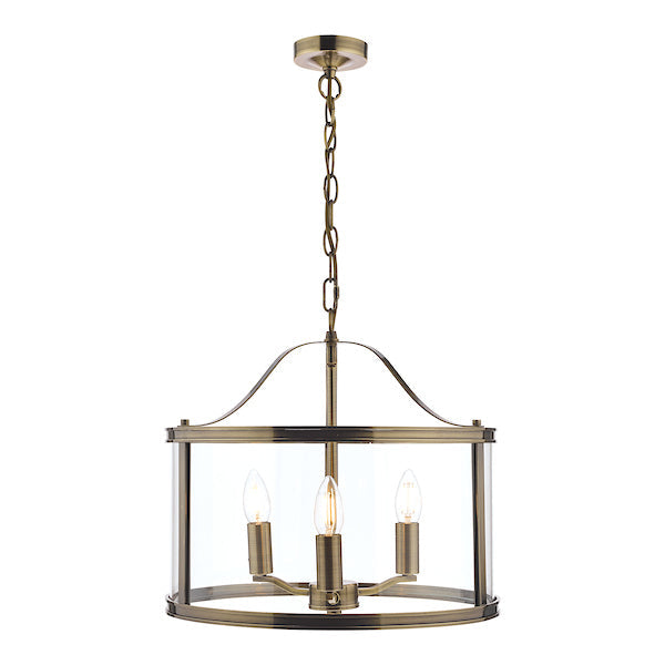 Harrington | Elegant Antique Brass 3-Light Pendant Lantern Fixture 3