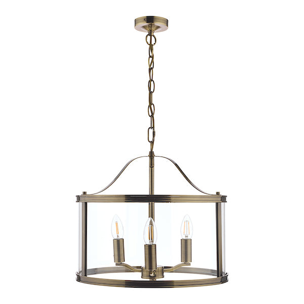 Harrington | Elegant Antique Brass 3-Light Pendant Lantern Fixture 4