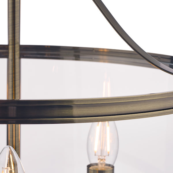Harrington | Elegant Antique Brass 3-Light Pendant Lantern Fixture 6
