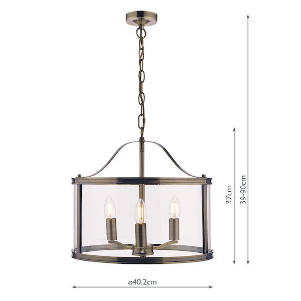 Harrington | Elegant Antique Brass 3-Light Pendant Lantern Fixture 7