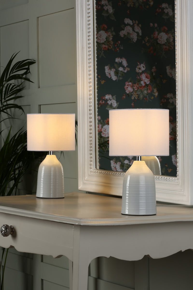 PennyLuxe | Elegant Cream Table Lamps Pair with Linen Shades 1