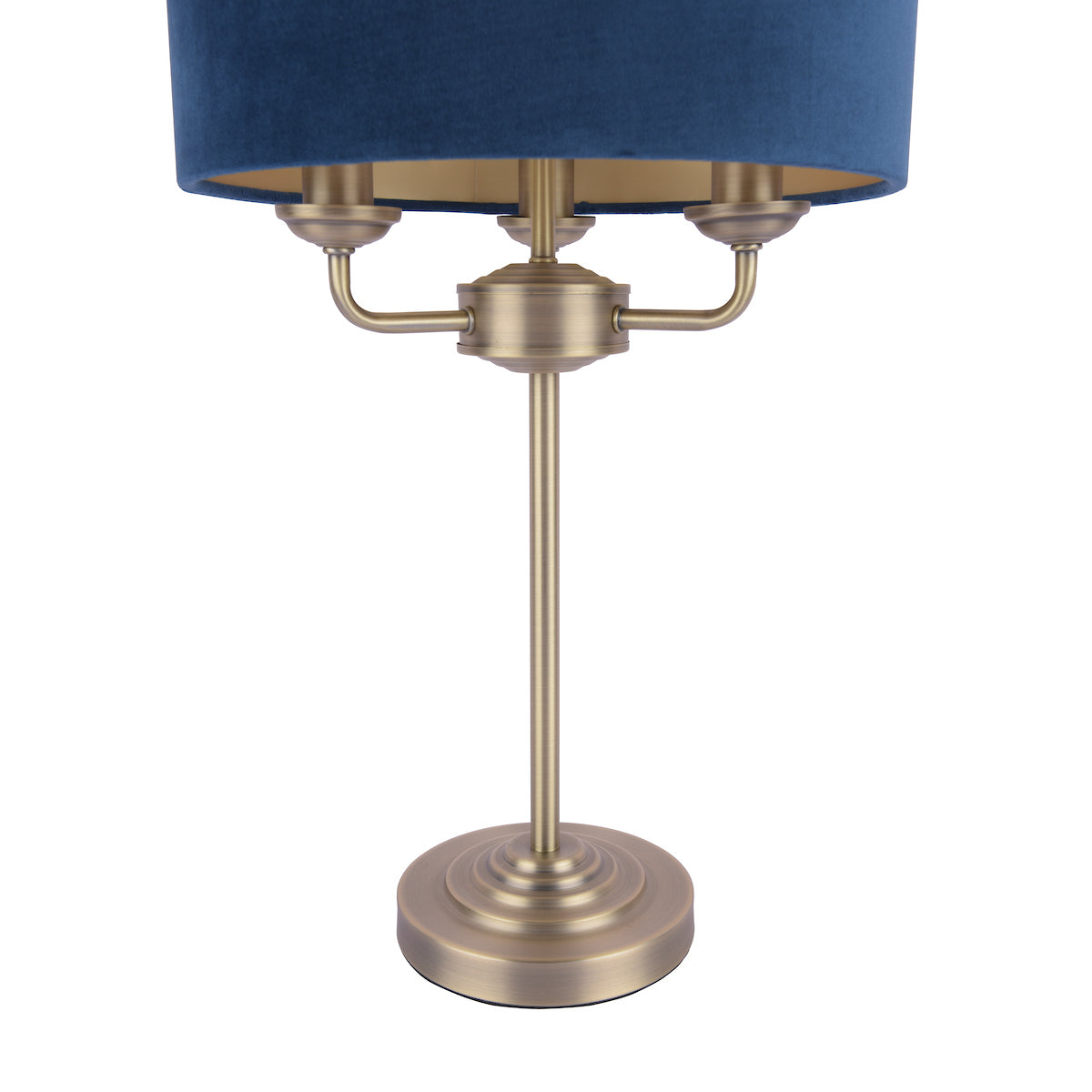 SorrentoElegance | Luxurious Antique Brass Blue Velvet Table Lamp 5