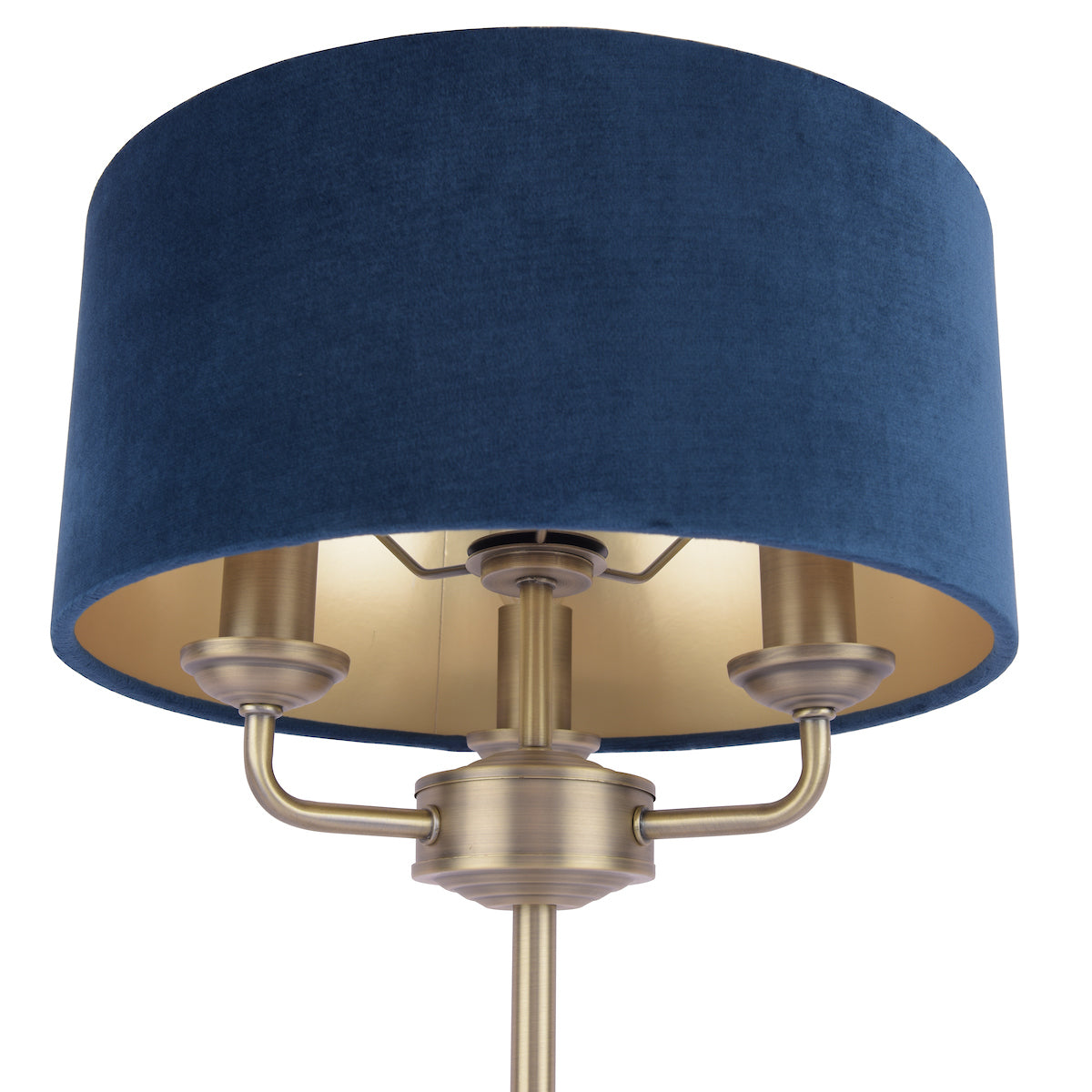 SorrentoElegance | Luxurious Antique Brass Blue Velvet Table Lamp 6