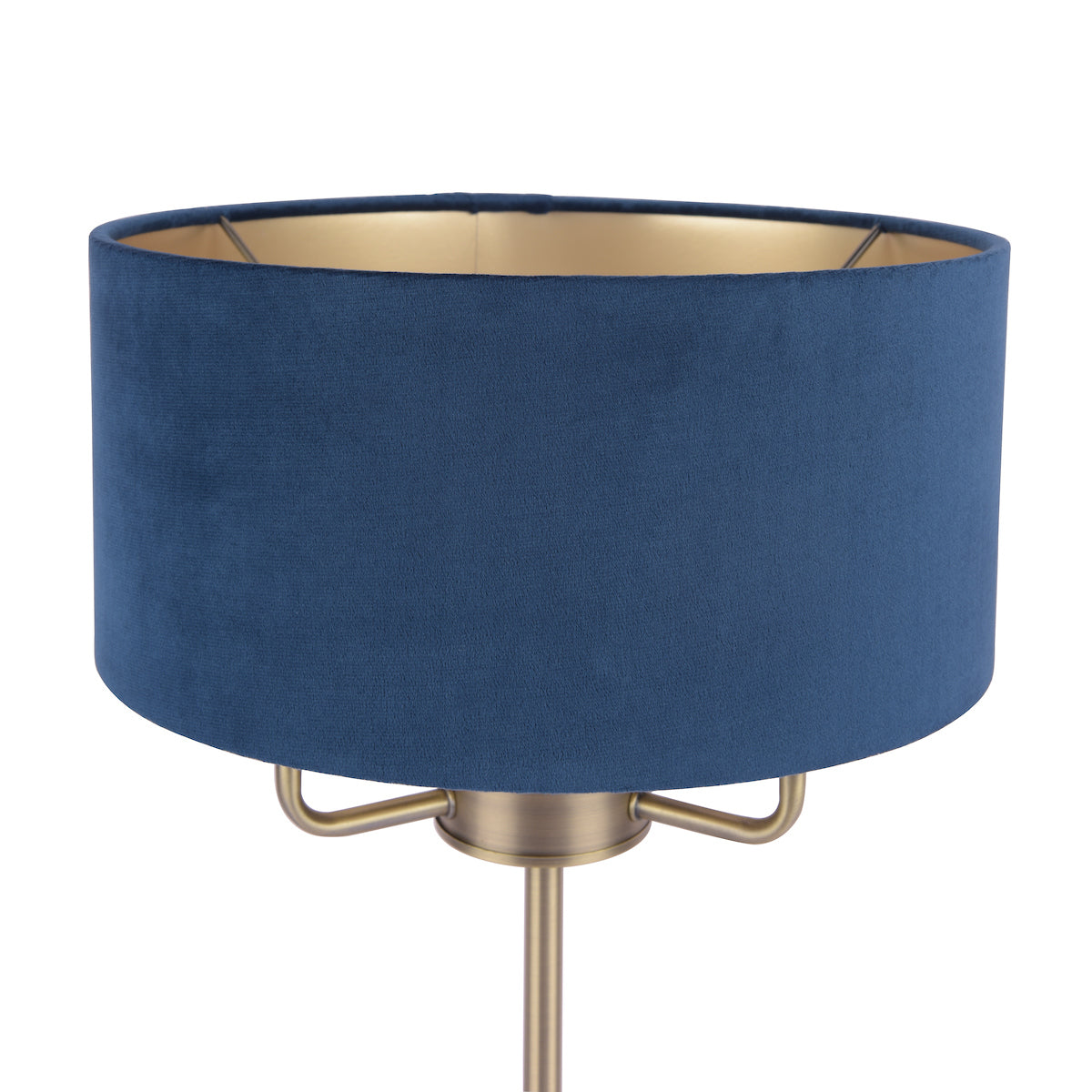 SorrentoElegance | Luxurious Antique Brass Blue Velvet Table Lamp 7