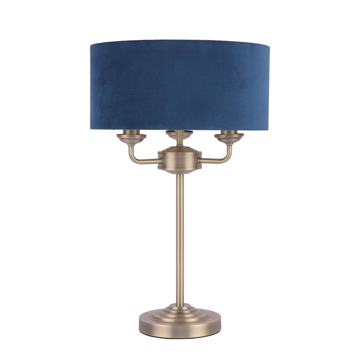 SorrentoElegance | Luxurious Antique Brass Blue Velvet Table Lamp 8