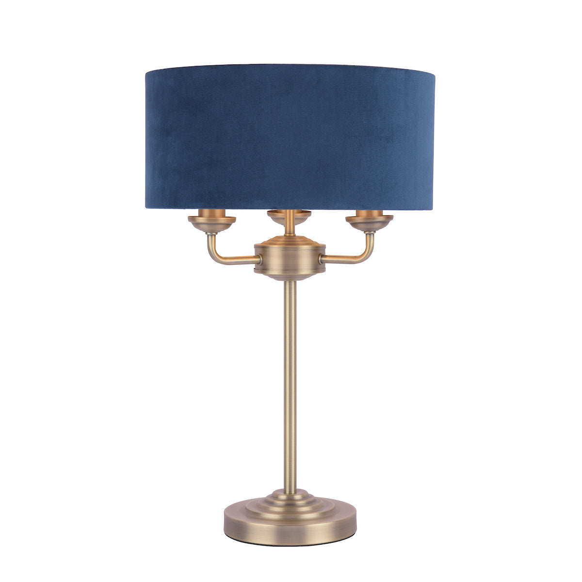 SorrentoElegance | Luxurious Antique Brass Blue Velvet Table Lamp 9