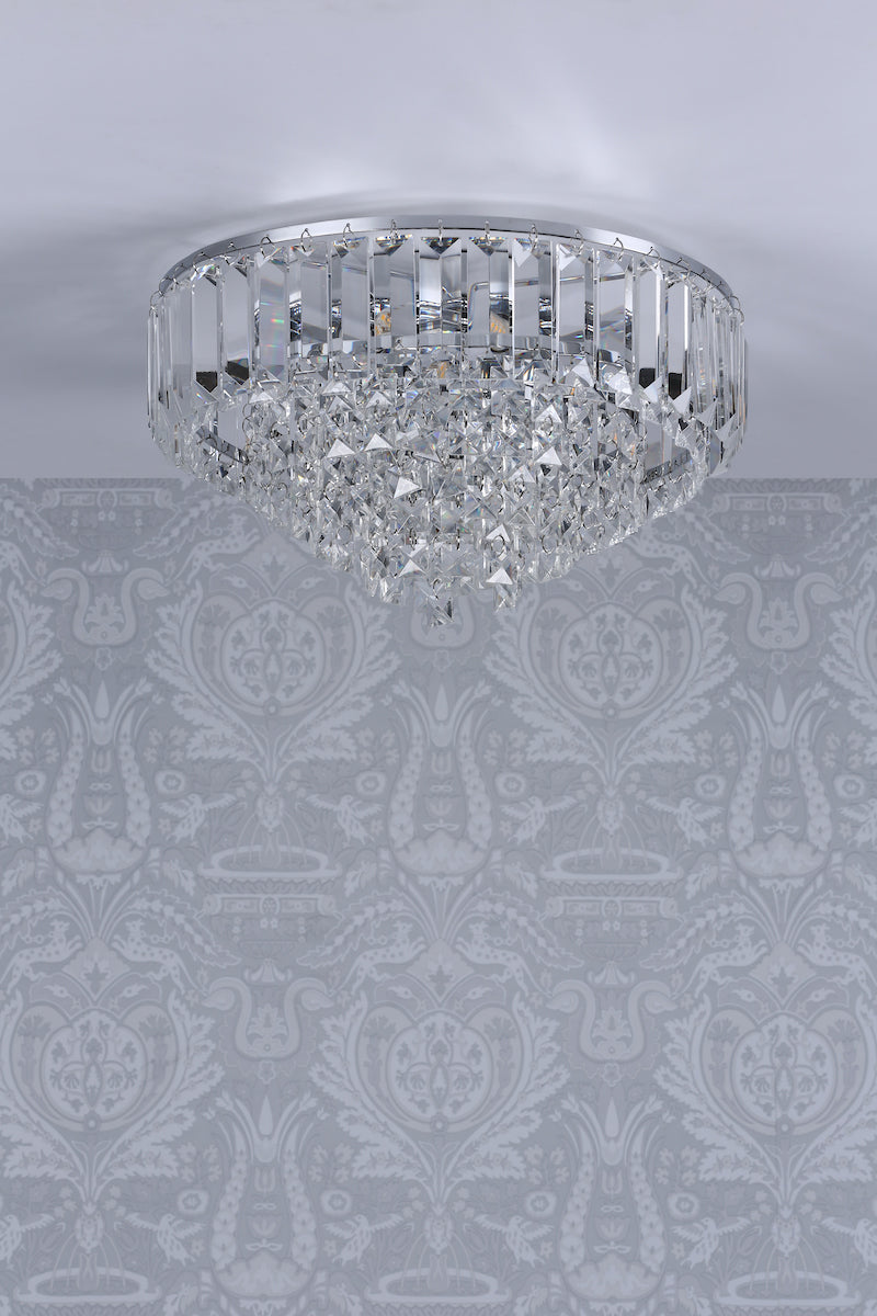 Freyza - Laura Ashley Vienna 3 Light Flush Crystal and Polished Chrome