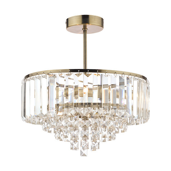Freyza - Laura Ashley Vienna 3 Light Semi Flush Crystal and Antique Brass