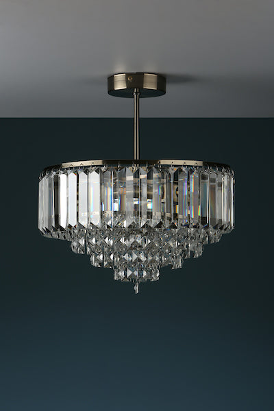 Freyza - Laura Ashley Vienna 3 Light Semi Flush Crystal and Antique Brass